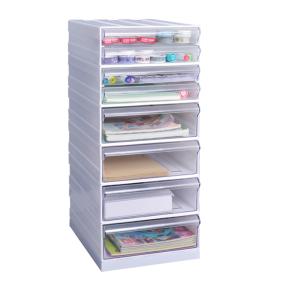 Clear Plastic Office File Storage Drawers – Desktop Organizer for Paper & Stationery