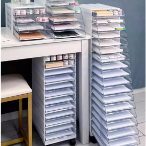 Desktop Drawer Organizer – Plastic Office Storage Drawers for Files, Stationery, and Documents